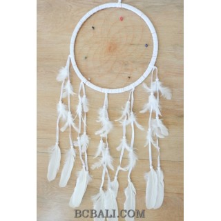 balinese handmade dream catcher white color long feather